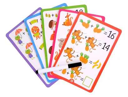 IQ Китайские головоломки. Складывай и вычитай. 36 многоразовых карточек +фломастер - фото 3