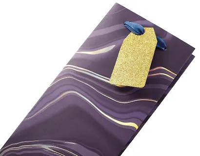 Пакет бутылочный 12*12*34,5 "Темный мрамор" бум.мат.ламинат - фото 2