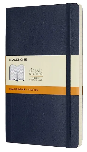 Книга для записей А5, 96 листов в линейку "Classic Soft", синий сапфир, мягкая обложка, резинка, Moleskine - фото 2