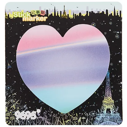 Блок бумаги самоклеяйщийся "Heart" 75л, фигурный, ассорти, инд.у.п - фото 3
