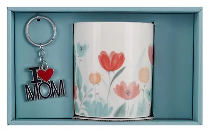 Подарочный набор Кружка и брелок-I love Mom Цветы (коробка) (керамика) (12-topsun-202409-06) - фото 1