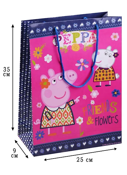 Пакет подарочный бумажный А4 35*25*9 "Пеппа и Сьюзи", дет., Росмэн - фото 2
