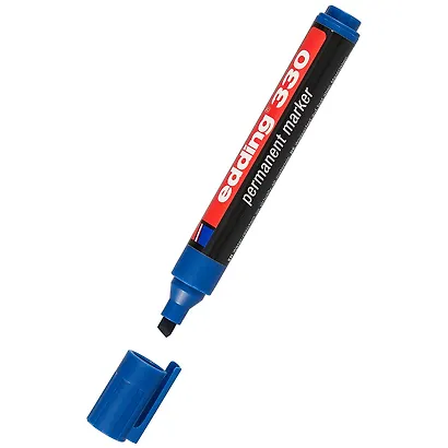 Маркер 330 перманентный, синий, 1-5мм, скошен., Edding - фото 2