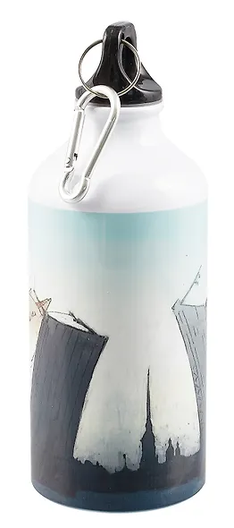 Бутылка с карабином СПб Кот, Дворцовый мост, Ростральные колонны (металл) (500мл) - фото 9