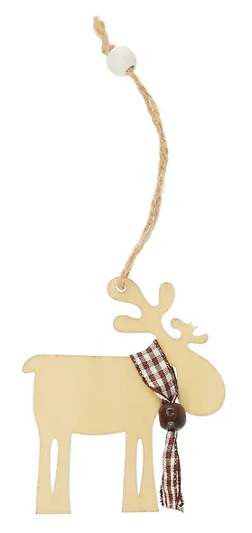 Новогоднее подвесное украшение Олень с шарфом (дерево) (8х10см) (12-06942-NY-1) - фото 2