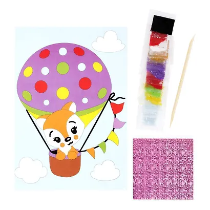 Аппликация из песка и цветной фольги Три Совы "Лисенок", с раскраской - фото 2