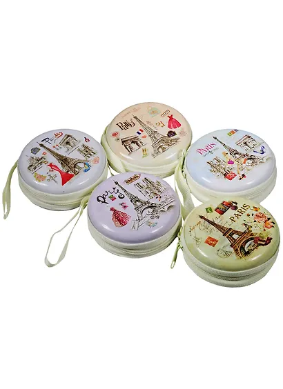 Монетница на молнии Париж (металл), d=7см, h=3см - фото 2