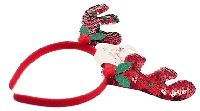 Ободок новогодний Рожки олененка с цветами (текстиль) (12-6142-HNY12) - фото 3