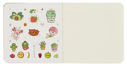 Записная книжка 130*130 32л кл. "Kawaii Vibe (желтый, котики)" карт.обл., мат.ламинация, выб.лак, наклейки - фото 7