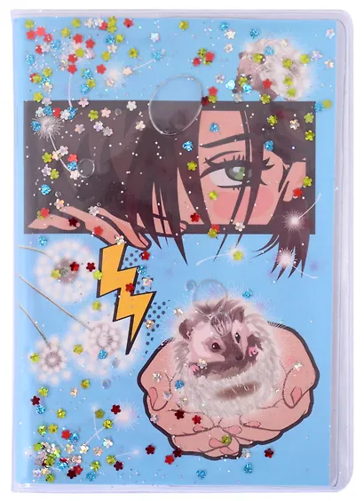 Записная книжка А6 56л кл. "Аниме-2" ПВХ-обл., гел.наполнение, глиттер внутри, морозостойкий - фото 1