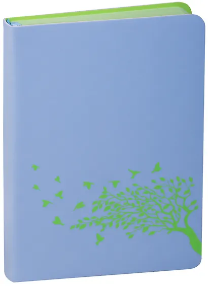 Ежедневник недат. А6 96л "СОФТ-ТАЧ" голубой, мягк. переплет, блок салатовый пастель, шелкография, ляссе, Escalada - фото 1