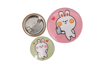 Набор значков Kawaii Кролики (металл) (2 шт 25мм, 1 шт 38мм) - фото 3