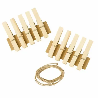 Прищепки декоративные Классика, 10 штук, 7,2 см, дерево, со шпагатом, ОСТРОВ СОКРОВИЩ, 662675 - фото 2