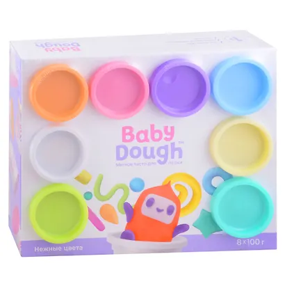 Тесто для лепки "BabyDough". Набор 8 цветов (нежные цвета) - фото 1