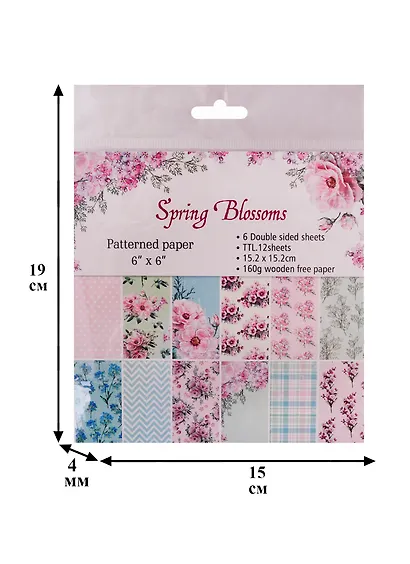 Бумага для скрапбукинга двусторонняя Spring Blossom, 15,2*15,2 (12дизайнов 12 листов) - фото 2