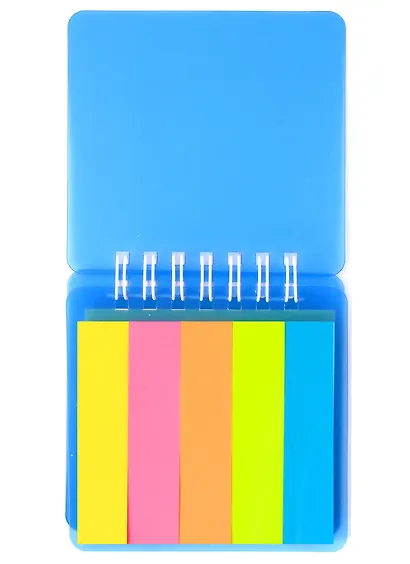 Закладки самоклеящиеся 1,5*8 см 5*20 листов, + бумага самоклеящаяся 8*8 см 25 листов, спираль - фото 2