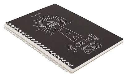 Скетчбук А5 20л "Свет маяка" акварел. бумага, 200г/м2, черный тонир.картон, тиснение фольг. серебро, евроспираль - фото 2