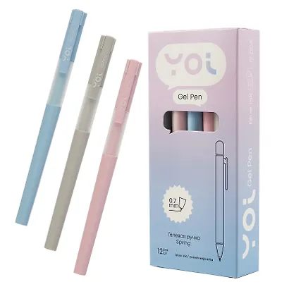 Ручки гелевые синие 12 штук "Spring" 0,7 мм, в ассортименте, Yoi - фото 6