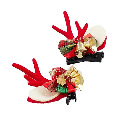 Заколки новогодние Рожки олененка с бантиками и колокольчиками (2шт) (текстиль) (12-06141-P9) - фото 3
