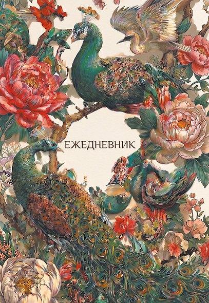 Павлины и пионы. Эстетичный ежедневник недатированный (А5, 72 л.) - фото 1