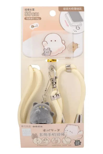 Шнурок-подвеска для телефона кросс-боди Котик (текстиль, ПВХ) (12-81541-202510-SPT-38) (ассорти) - фото 1