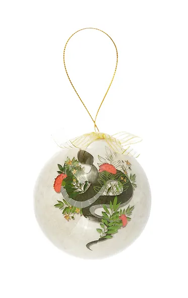 Елочный шар НГ Змейка с веточкой (пластик) (7,5см) (ПВХ Бокс) (12-TianJian-299-759227S) - фото 3