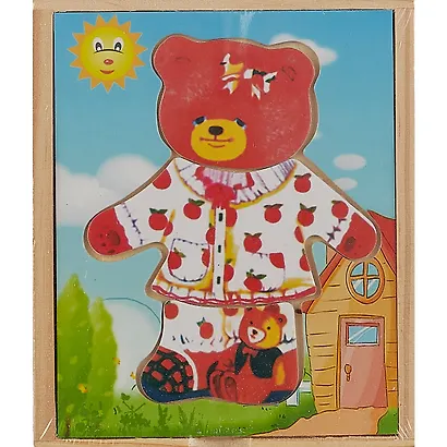 Игра Одень мишку, 15 деталей, девочка (дерево) - фото 1