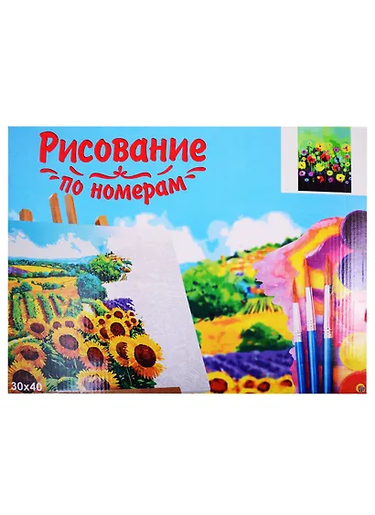 Набор для творчества Рыжий кот Холст с красками 30х40см по номерам. (20 цв.) Необыкновенные цветы Х-6791 - фото 2