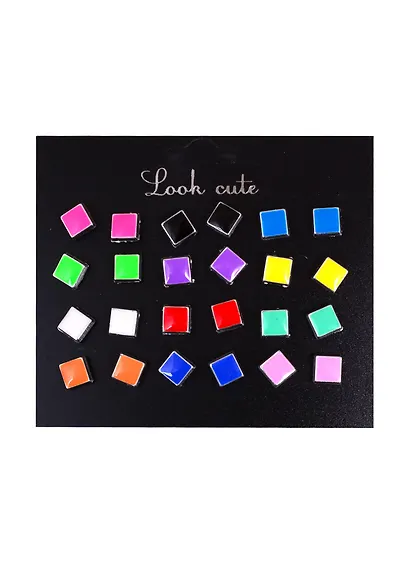 Бижутерия Пусеты в наборе, 12 пар Квадратные в металле (упаковка) - фото 1