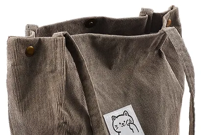 Сумка-шоппер с кнопкой серая (вельвет) (33х31) Bookvalno - фото 6