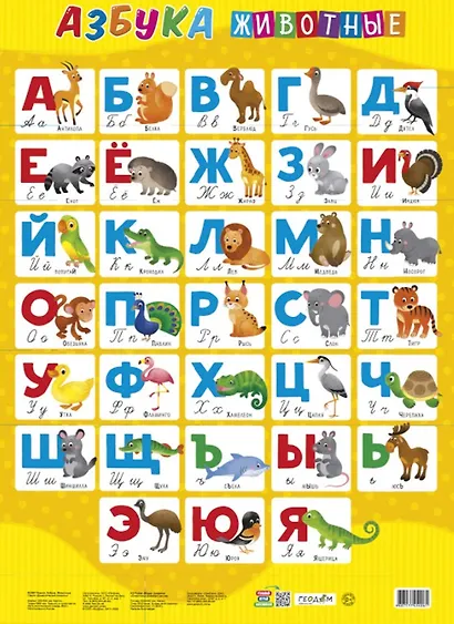 Набор обучающих плакатов. Азбука. Животные + Таблица умножения + Учим слоги - фото 3