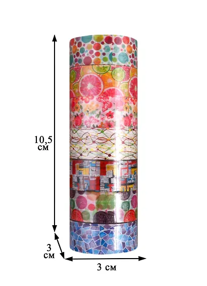 Клейкие WASHI-ленты д/декора Микс №2, 15мм*3м, 7цв, рисовая бумага, ОСТРОВ СОКРОВИЩ, 661710 - фото 6