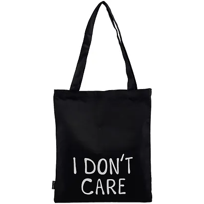 Сумка-шоппер I dont care черная, текстиль 40см.*32см. - фото 1