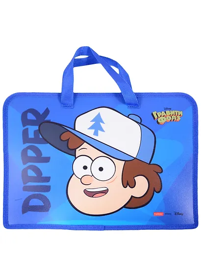 Папка для тетрадей А4 1отд. "Гравити Фолз" пластиковая, молния, текстильн.ручки, индив.уп. - фото 3