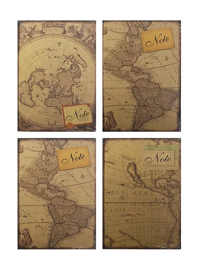 Книга для записей А4 100л "Старинные карты", ассорти, Haich - фото 1