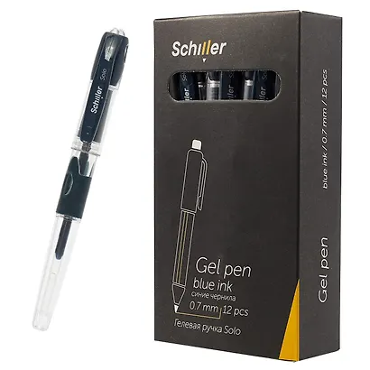 Ручки гелевые синие 12 штук "Solo" 0,7 мм, Schiller - фото 6