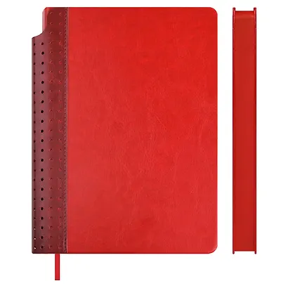 Ежедневник недат. А5 160л "Сариф" красный, иск.кожа, тв.переплет, перфорация, место для ручки, офсет, справ.мат-лы, закругл.углы, ляссе, инд.уп - фото 2