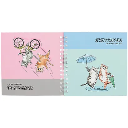 Скетчбук 195*195 80л "Веселые котики" белый офсет, 100г/м2, тв.обложка, гребень - фото 3