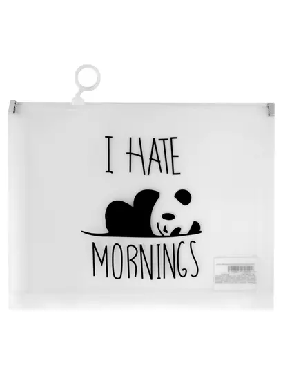 Папка на молнии А5 "I hate mornings" с расширением, пластик - фото 1