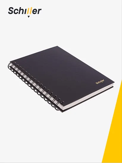 Книга для записей А5 100 листов в точку, на спирали, черная, Schiller - фото 2