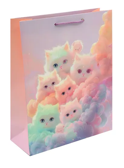 Пакет А4 32*26*12 "Коты в облаках. Basic" дет., бум.мат.ламинат - фото 1