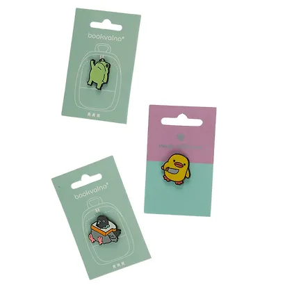 Набор металлических значков (3шт.) (Значок Лягушка Значок Уточка с ножом Значок Голубь с хлебом) (металл) (упаковка) - фото 5