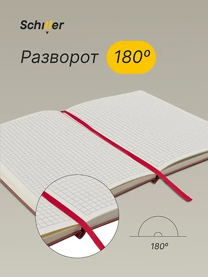 Книга для записей А5, 100 листов в клетку, красная, Schiller - фото 4