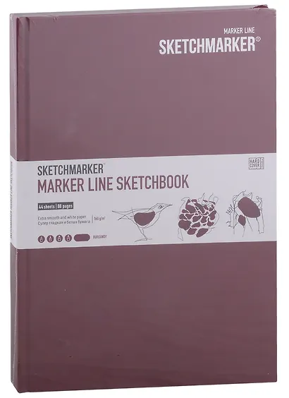 Скетчбук 17,6*25см 44л "SKETCHMARKER MARKER LINE", 160г/м2, 7БЦ, цв.бургундия - фото 1