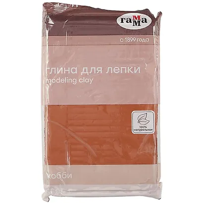 Глина натуральная 1500г "Хобби" терракотовый, 1500г, вак.уп. - фото 1