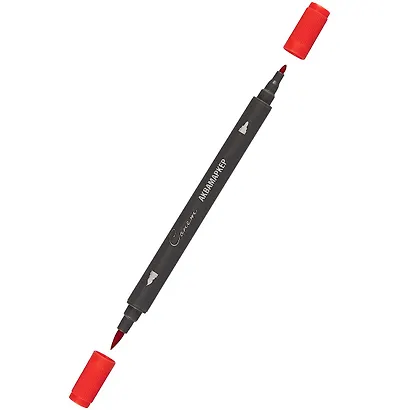 Маркер акварельный "Сонет", двухсторон., кисть и тонкий наконечник, красный, сонет - фото 2