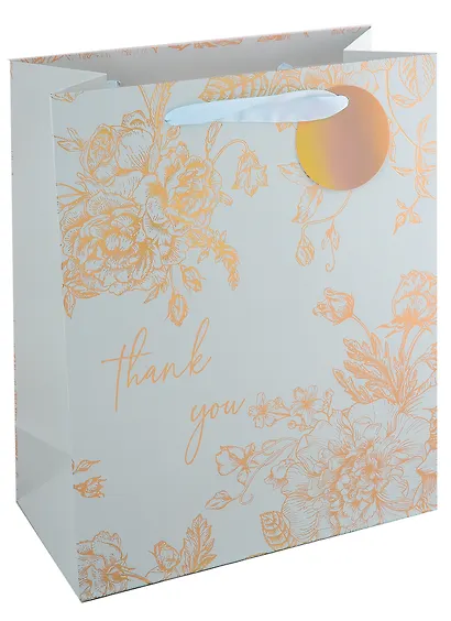 Пакет А4 26*32*12,5 "Thank you" жен., бум., тиснение золот.фольгой, тег - фото 1