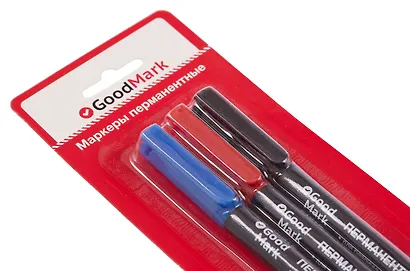 Маркеры перманентные GoodMark, черный, синий, красный 1 мм - фото 3
