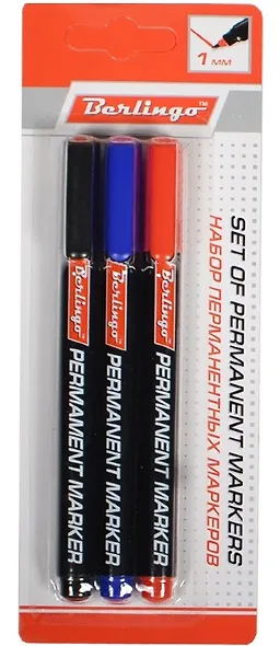 Маркеры перманентные Berlingo, черный, синий, красный 1 мм - фото 5