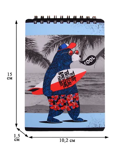 Блокнот , , 102х142 мм, 100 л., клетка, мягкий переплет, спираль. Коллекция "Teenager", медведь - фото 2
